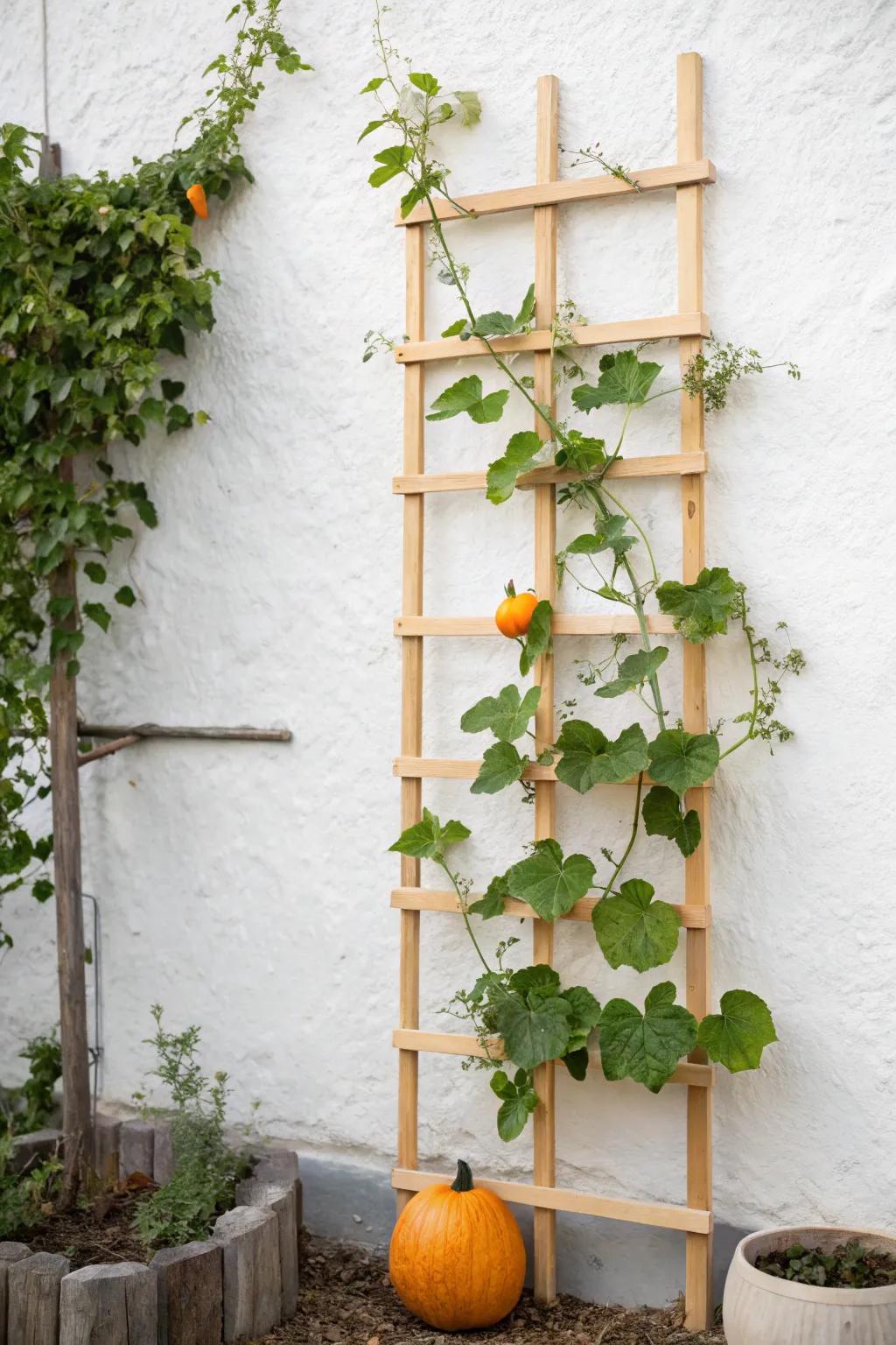 Elevate your garden with a minimalist trellis that saves space and adds elegance.
