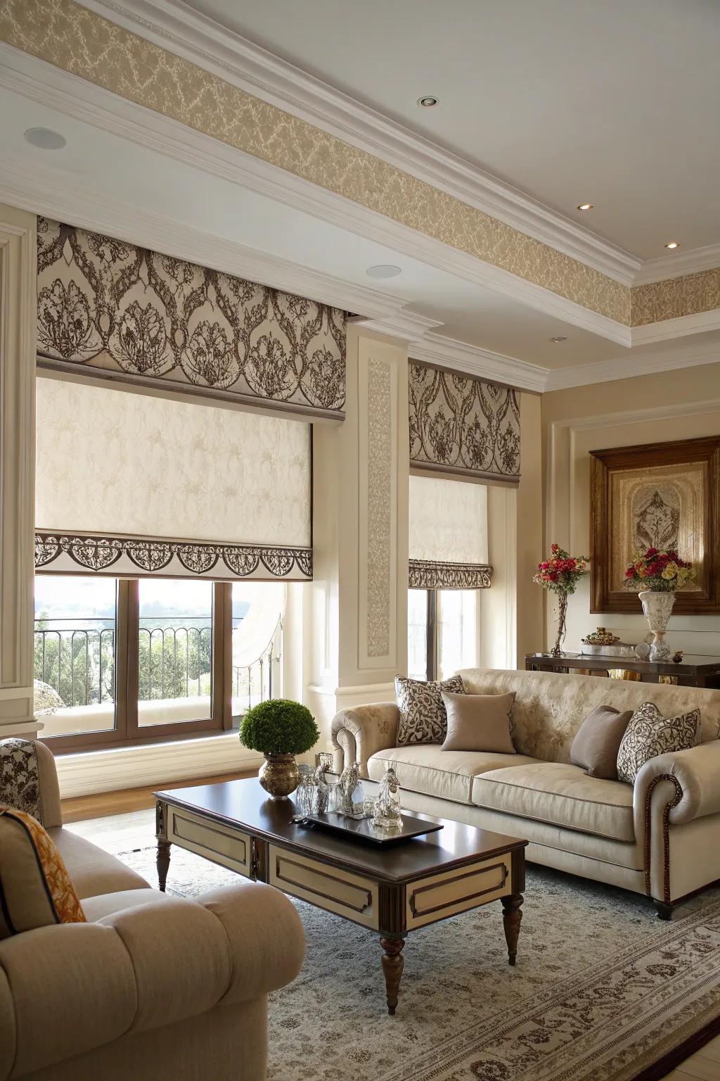 Valances add a sophisticated finish to roller shades.