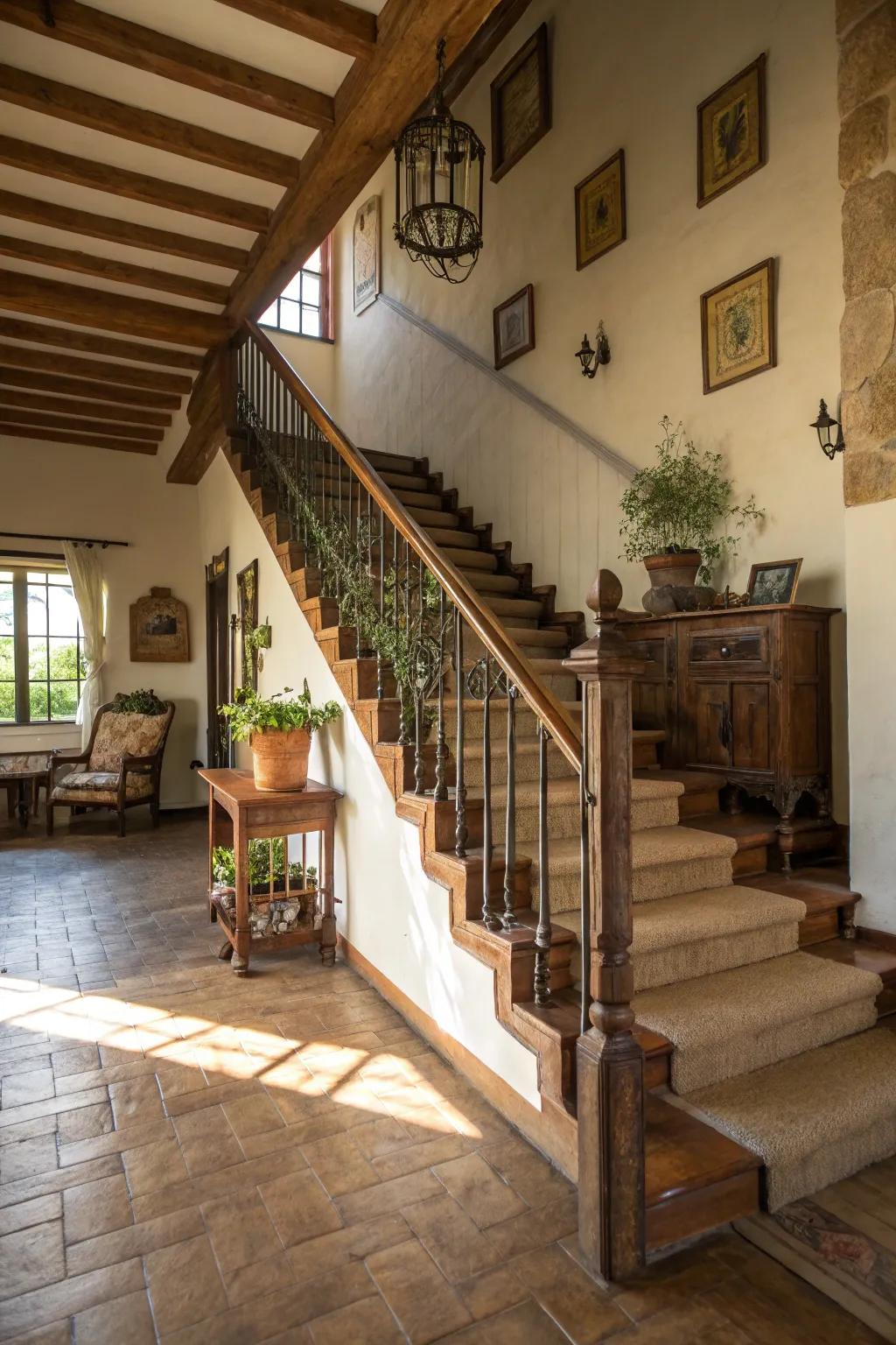 Earthy-toned railings that blend beautifully with rustic interior design.