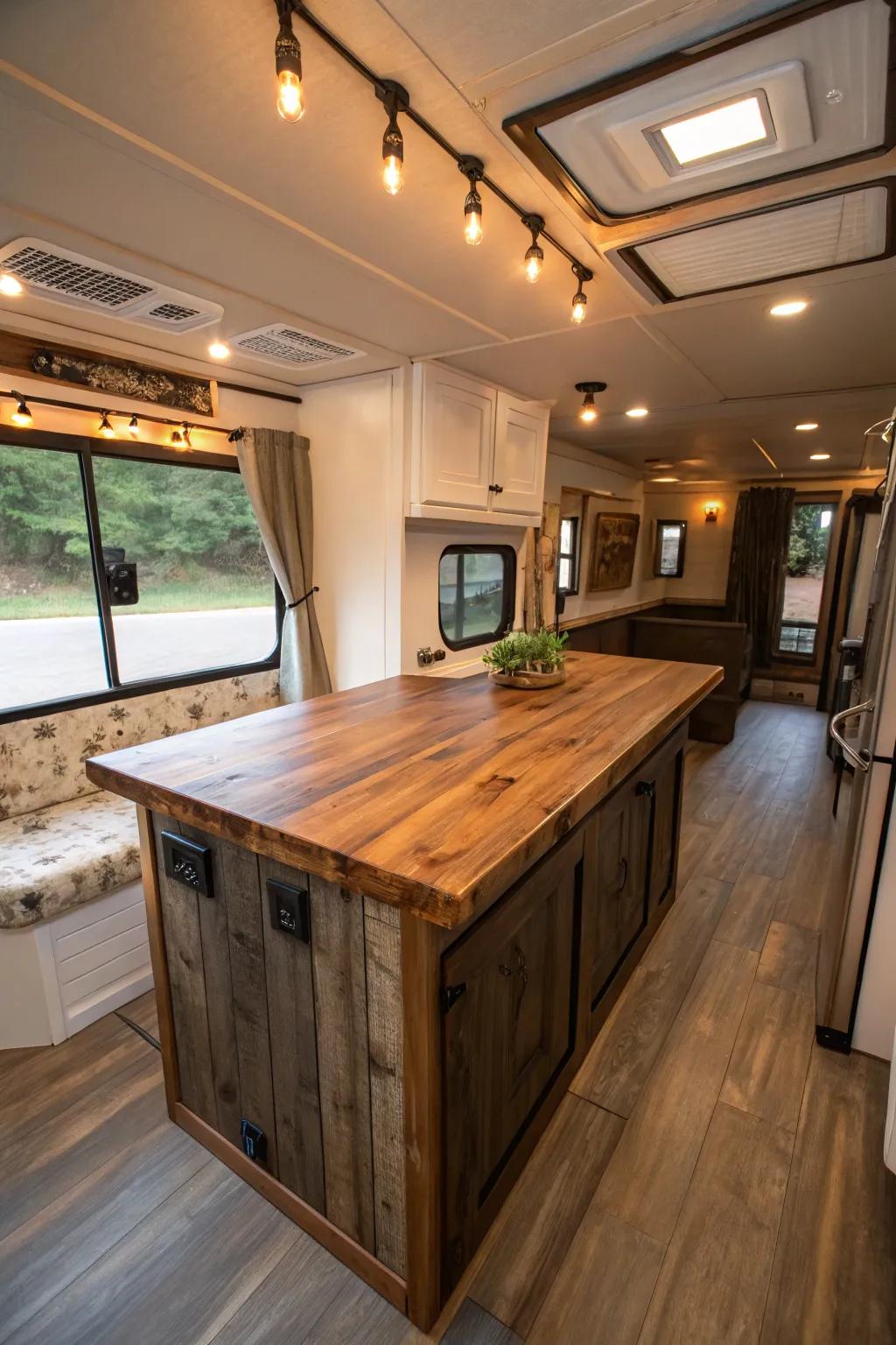 Transform your RV with the timeless charm of reclaimed wood accents. #RusticElegance #RVMakeover