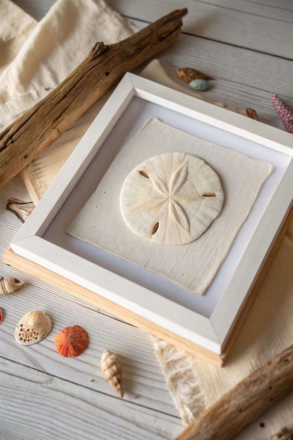 Preserve the beauty of the beach with a minimalist sand dollar shadow box—perfect for adding a natural, handcrafted touch to your home decor.