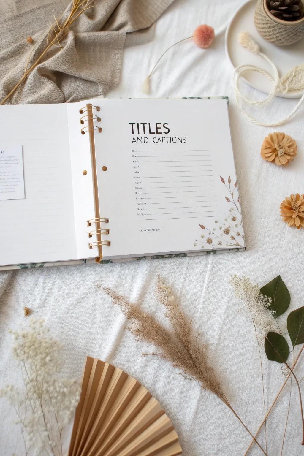 Craft a story with style: Bold calligraphy meets minimalist charm in this scrapbook layout.