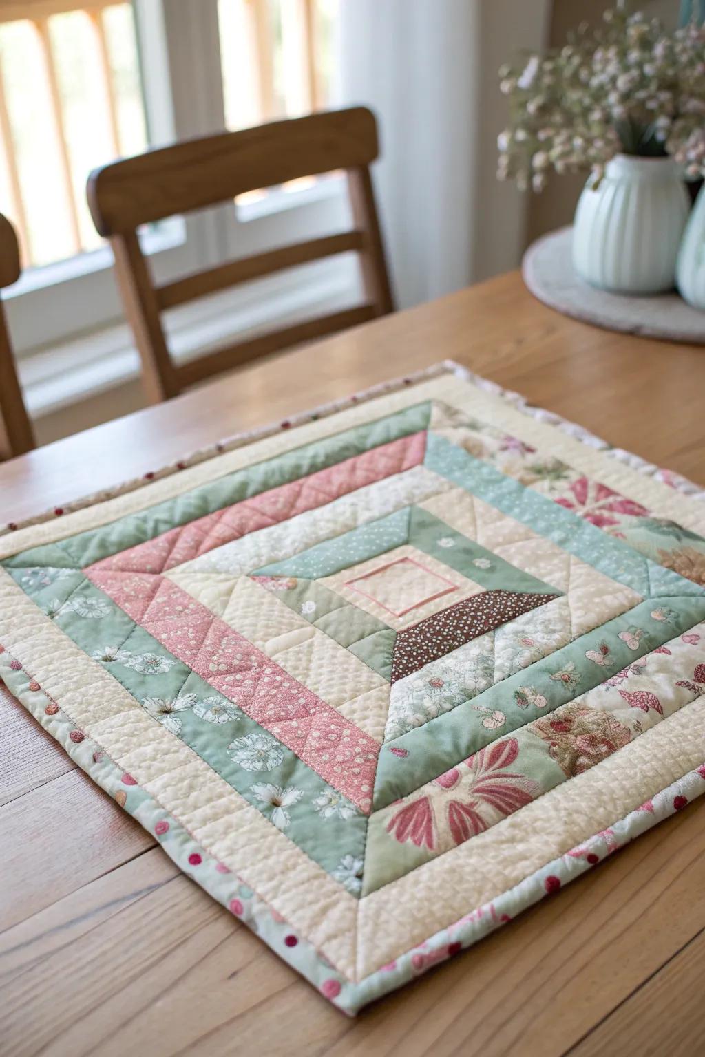 Embrace the charm of a traditional log cabin quilt with a modern twist, blending old and new in perfect harmony.