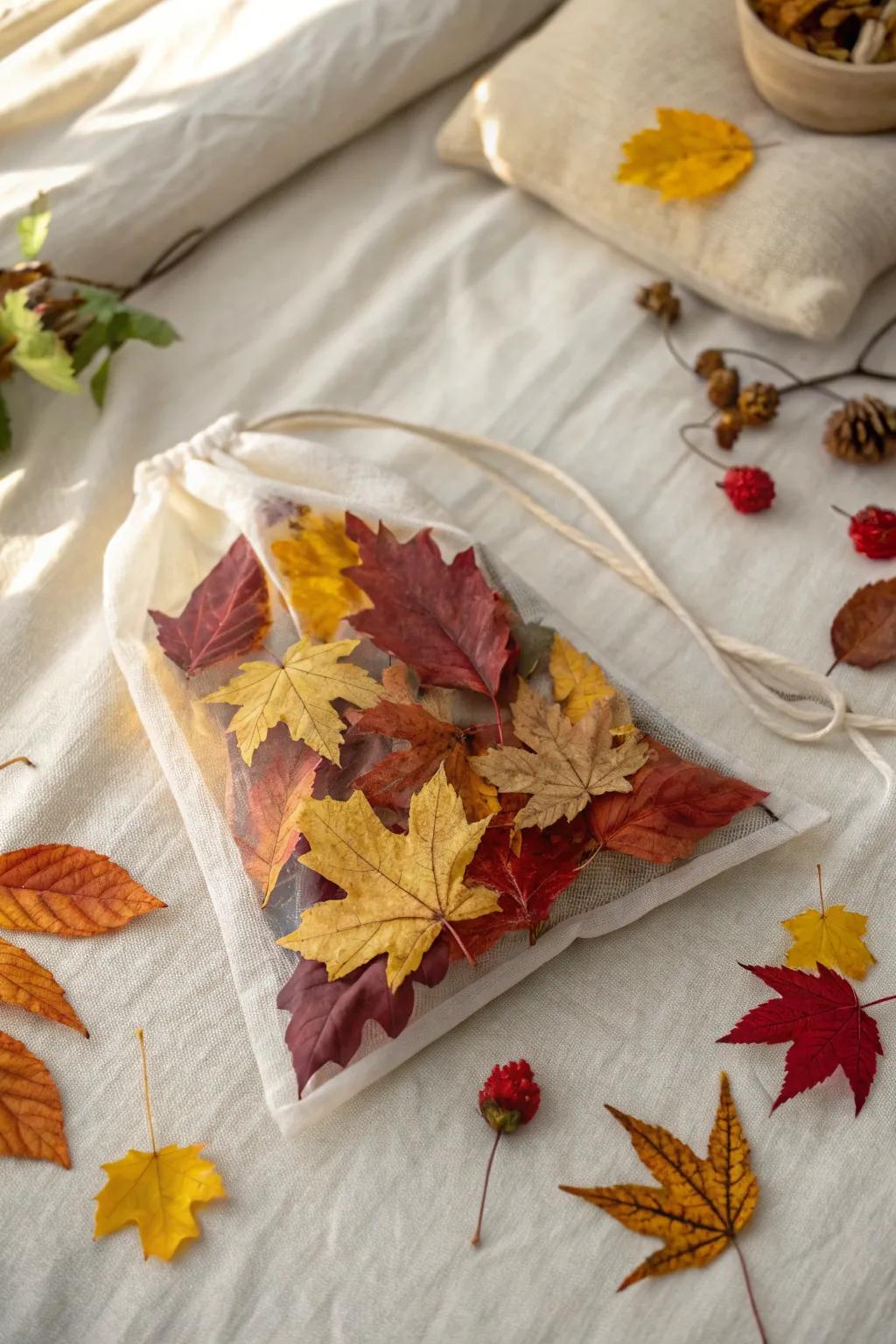 Embrace the beauty of autumn with a sensory bag that celebrates nature's vibrant palette.