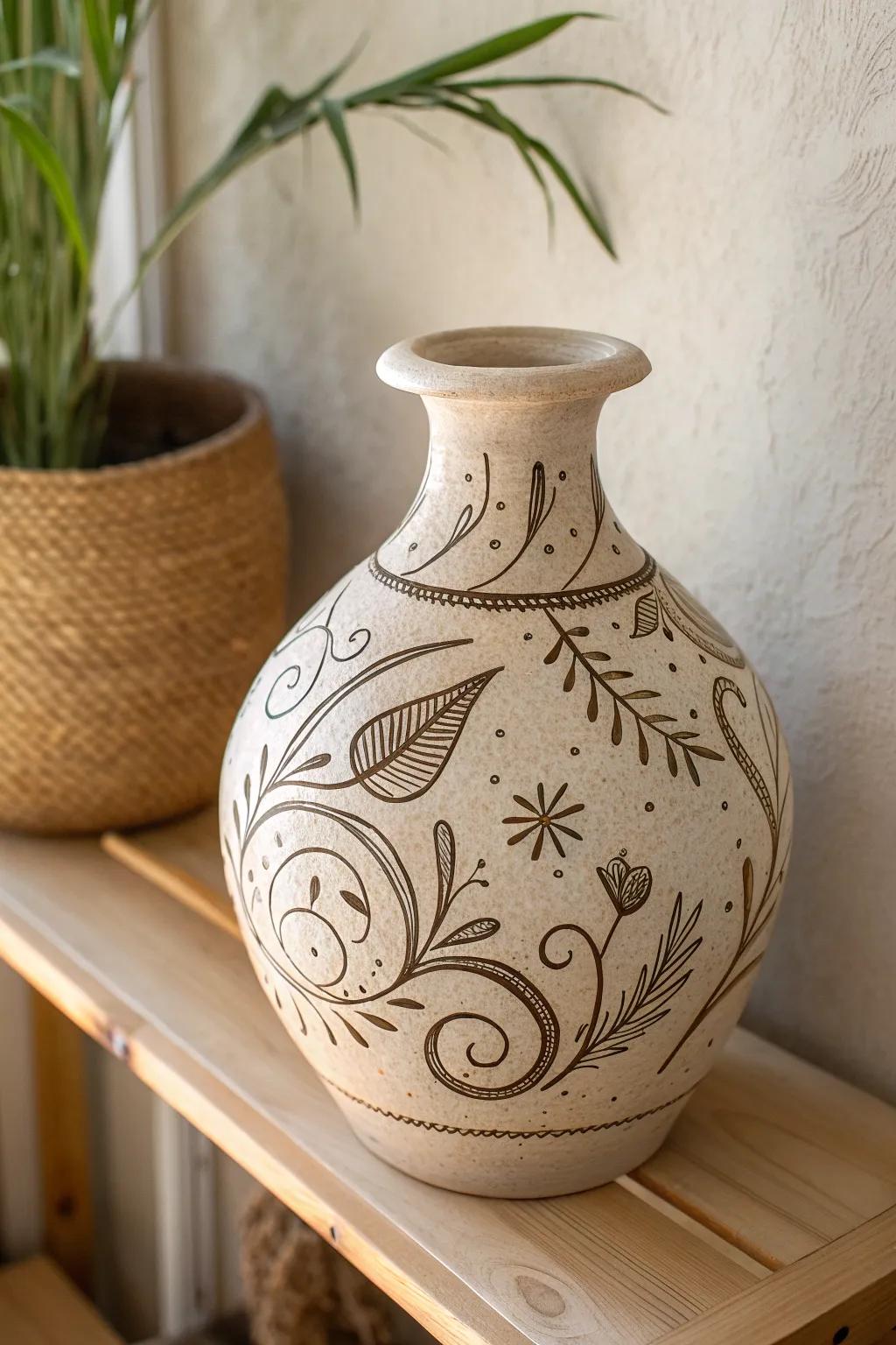 Add a playful touch to your decor with whimsical sgraffito art—where minimalism meets boho charm.