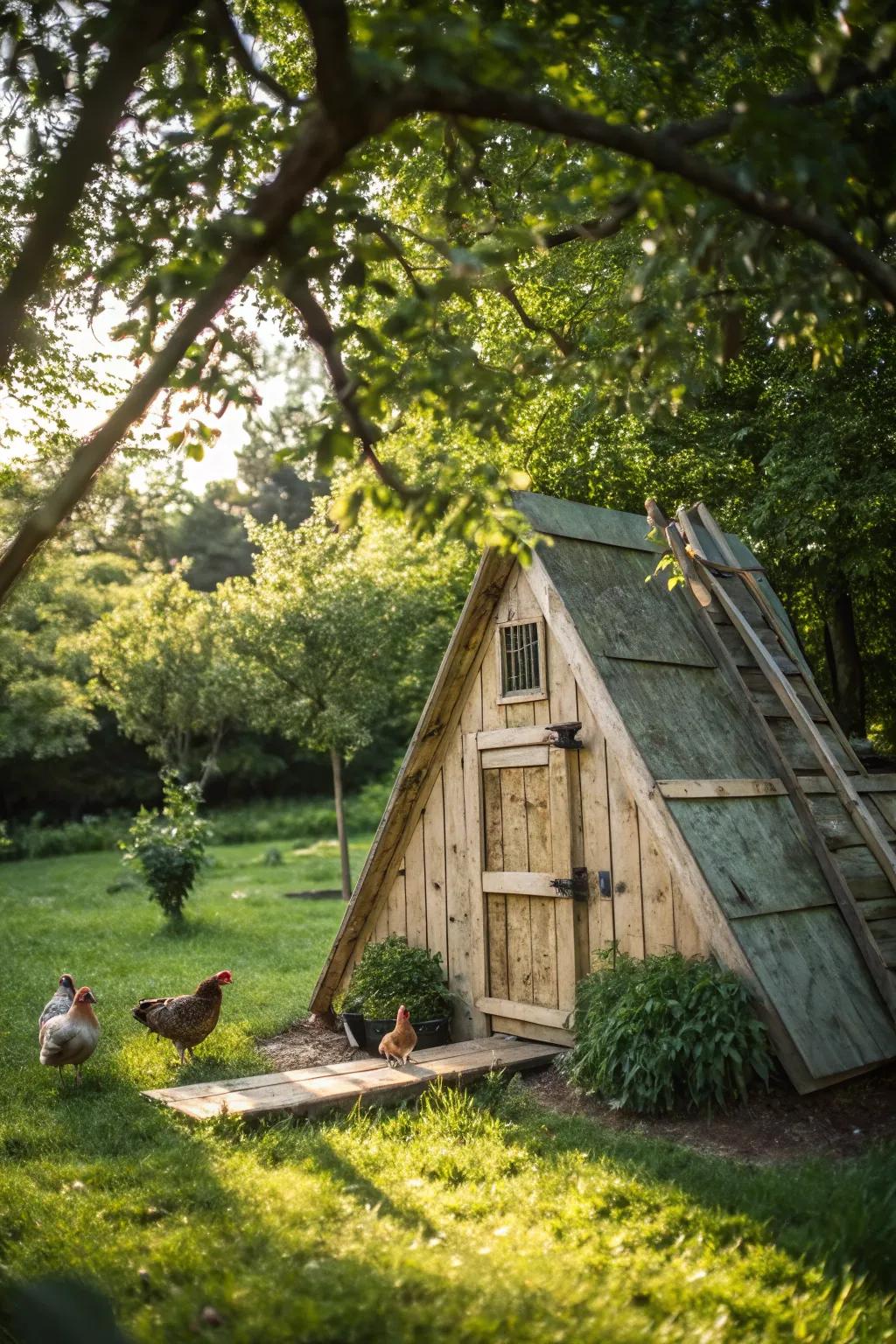 Discover rustic charm with an A-frame chicken coop - where style meets simplicity.