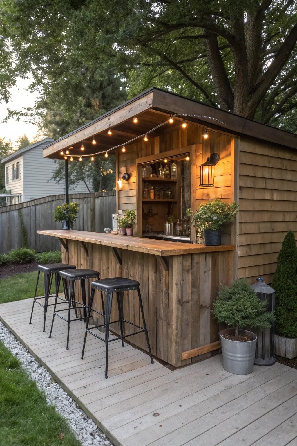 Transform your shed into the ultimate outdoor bar space and bring the party to your backyard.