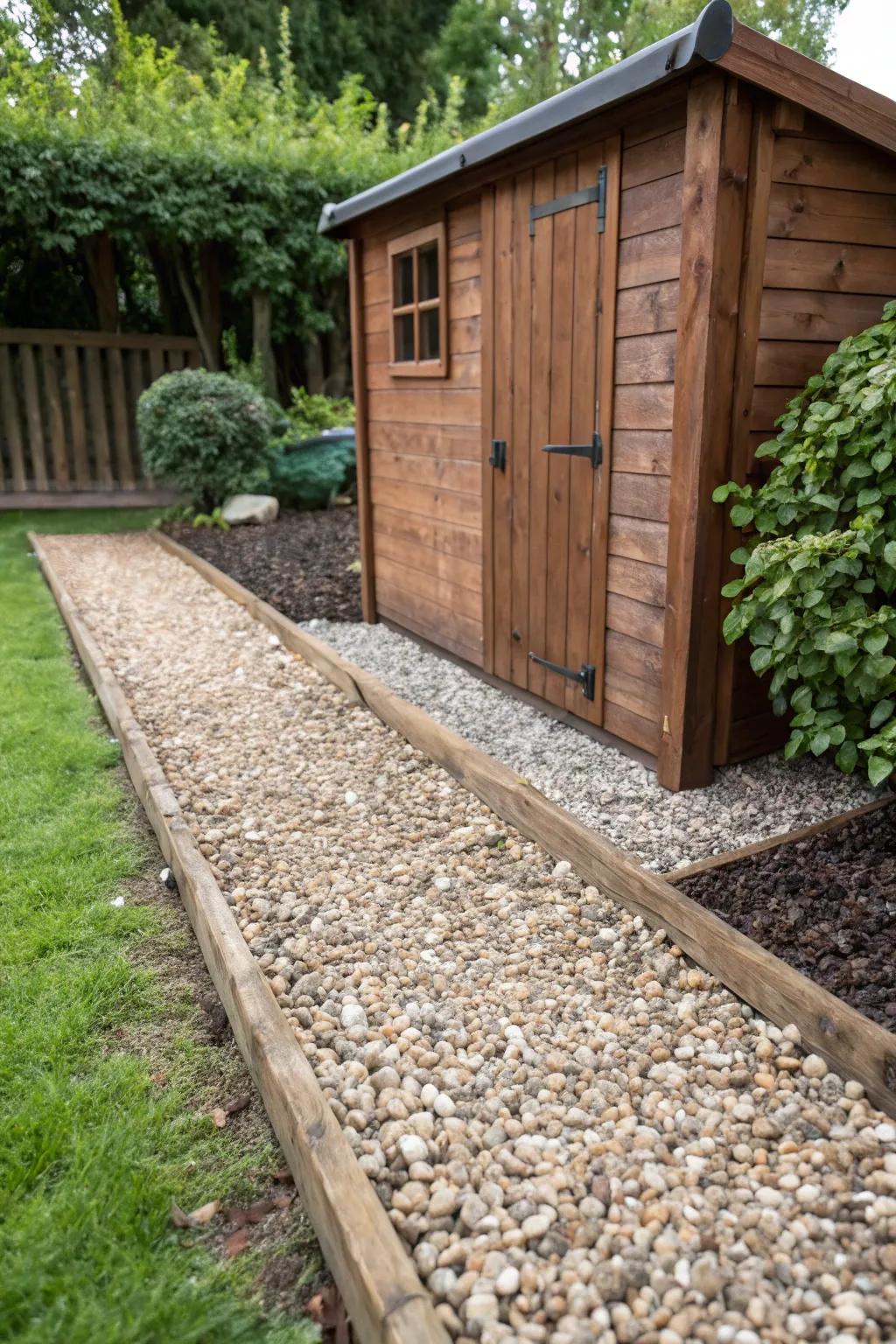 Elevate your shed's style with eco-friendly gravel skirting: practical, tidy, and effortlessly chic.