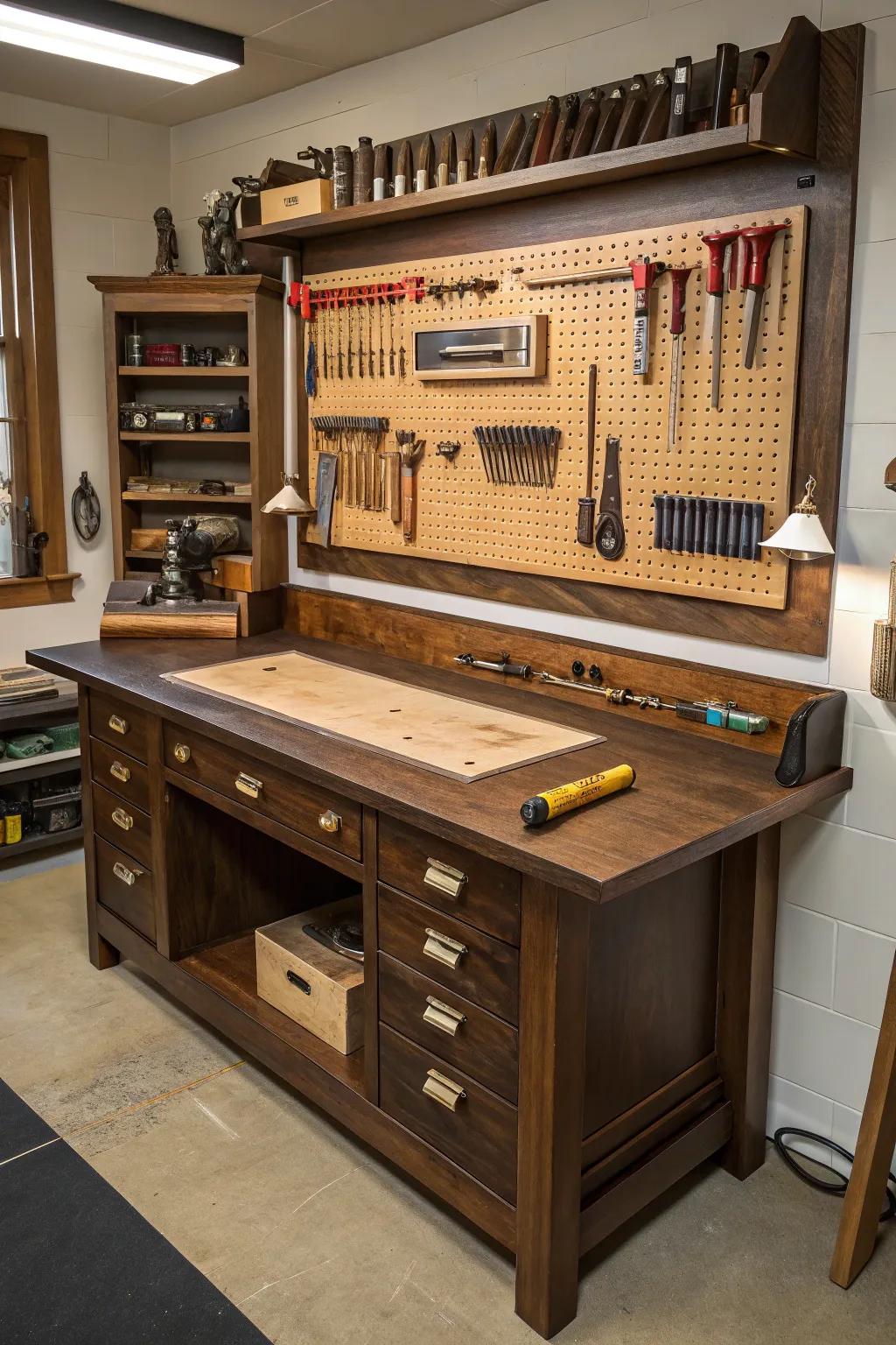 Transform your projects with a versatile workbench that balances elegance and functionality.