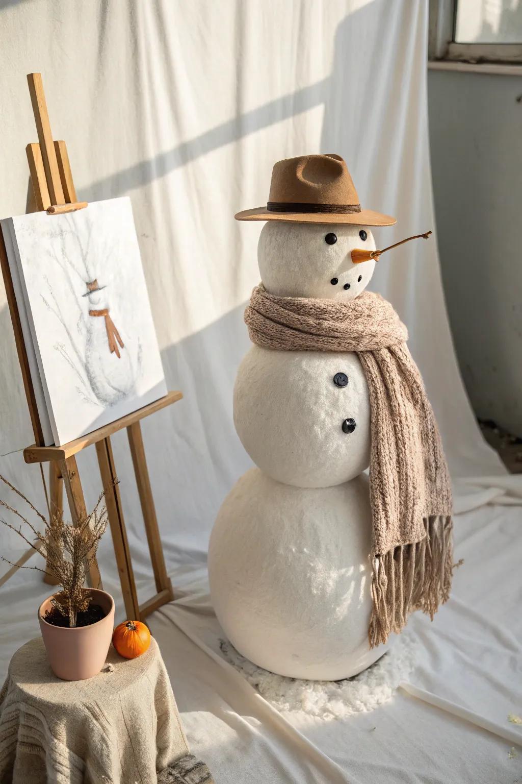 Embrace winter charm with minimalist snowman art—simple, cozy, and elegantly crafted.