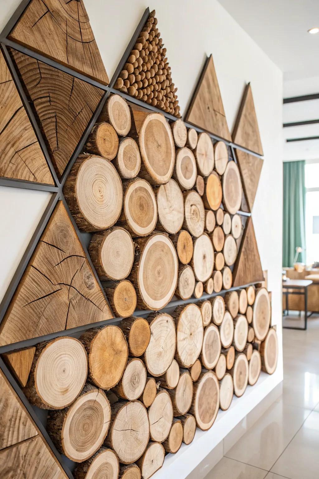 Elevate your space with the rustic allure of log wall art.