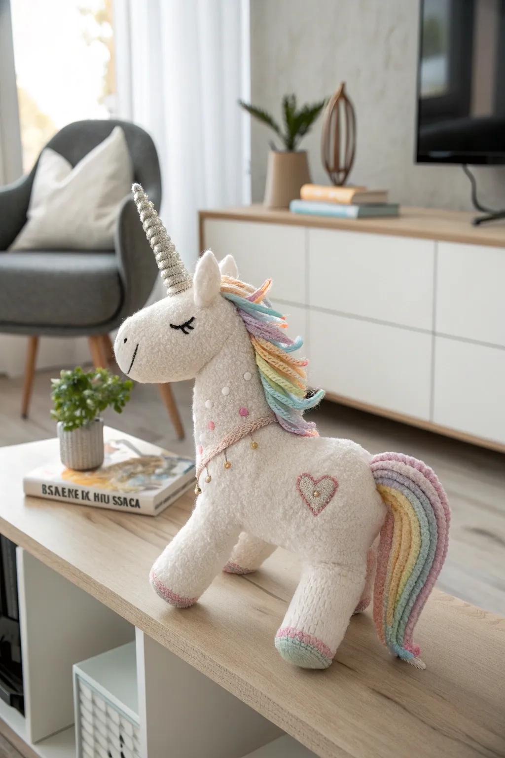 Bring a touch of whimsy to your space with this handcrafted unicorn plush, where Scandinavian minimalism meets boho charm.