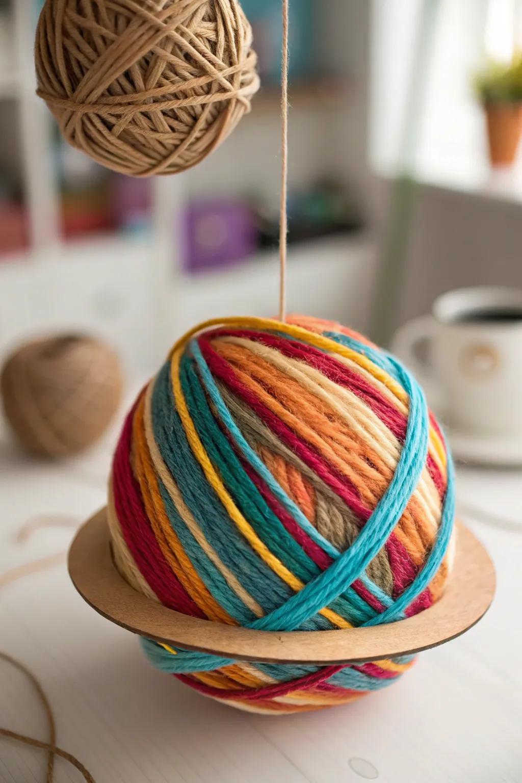 Craft a universe of style with yarn-wrapped planets!