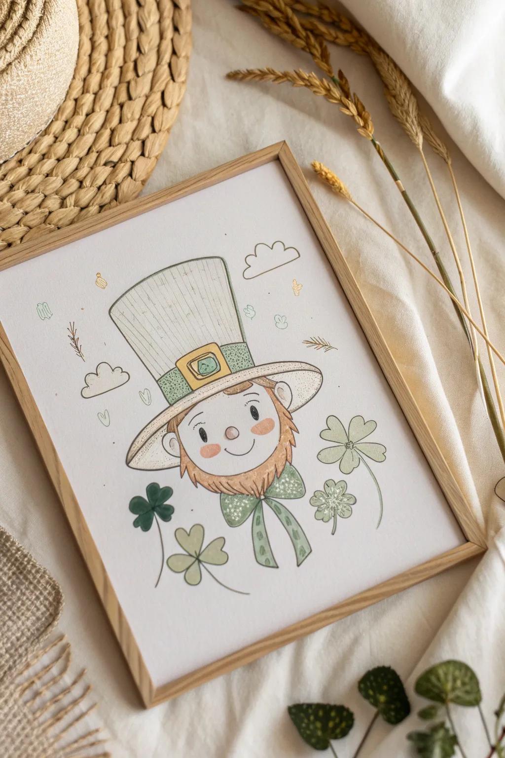 Embrace the playful spirit of St. Patrick's Day with this charming leprechaun illustration, where simplicity meets whimsical elegance.