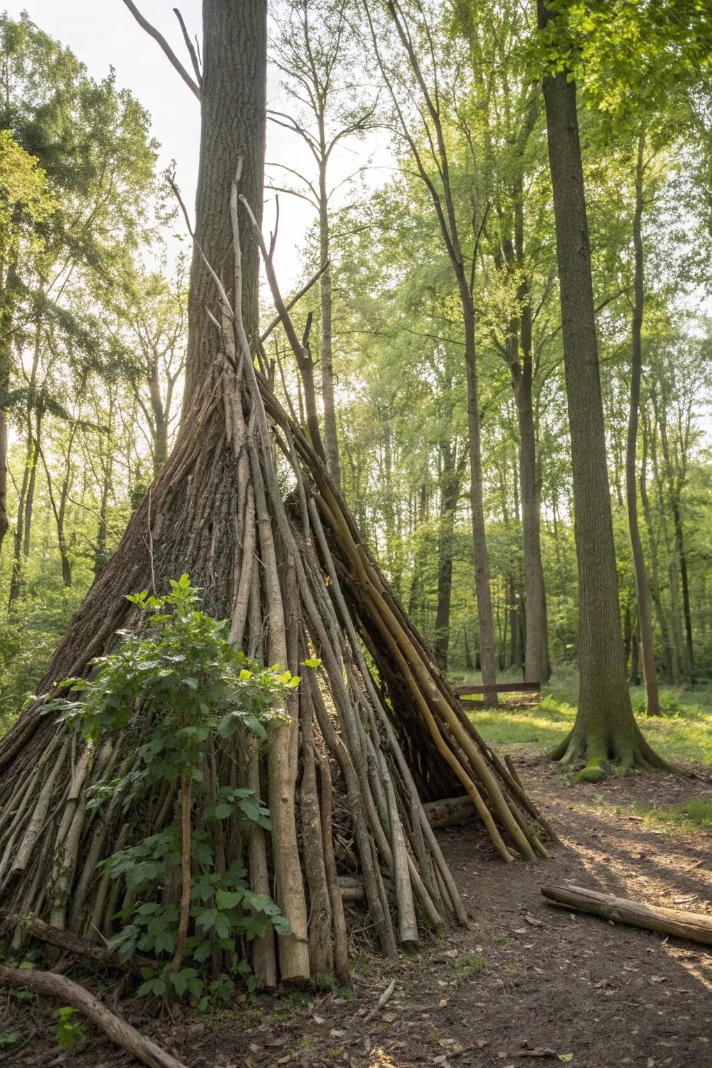 Discover the art of the multi-layered stick fort—where nature meets craftsmanship.