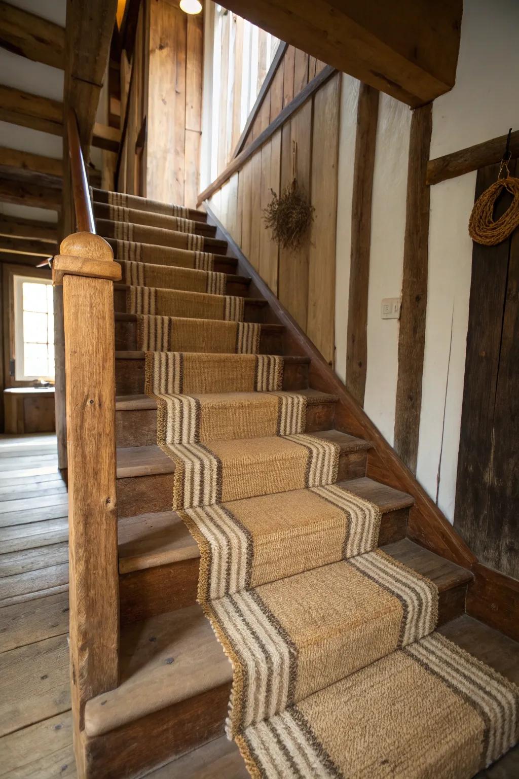 Earthy tones and natural fibers create a warm, inviting atmosphere.