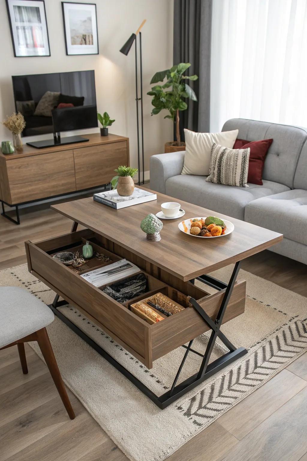Convertible coffee tables offer multifunctional dining solutions.
