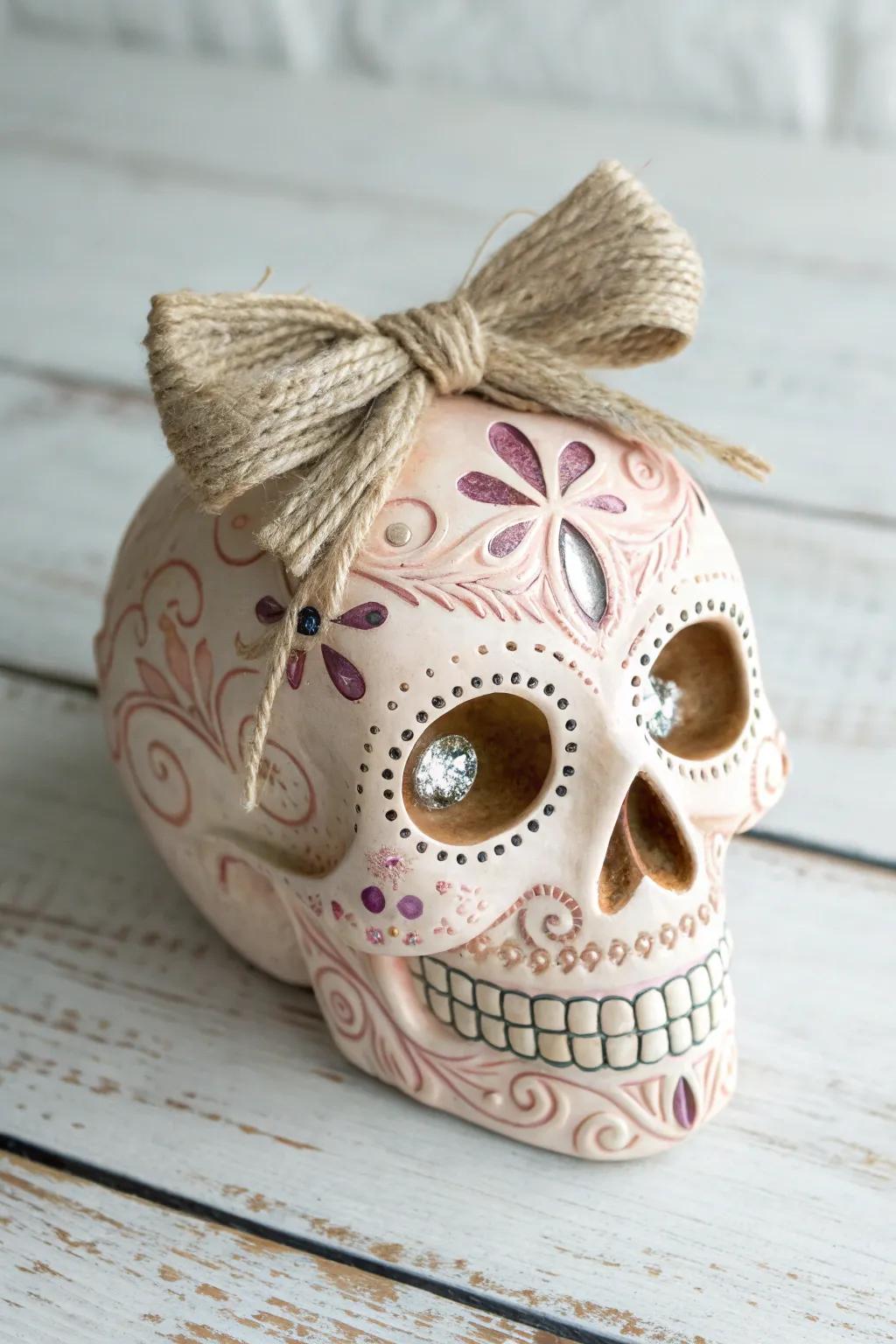 Add a touch of whimsy and sparkle to your sugar skull masterpiece with bows and bling!