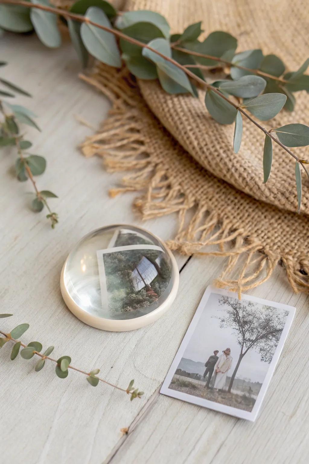 Transform your memories into charming decor with artisan glass photo magnets.
