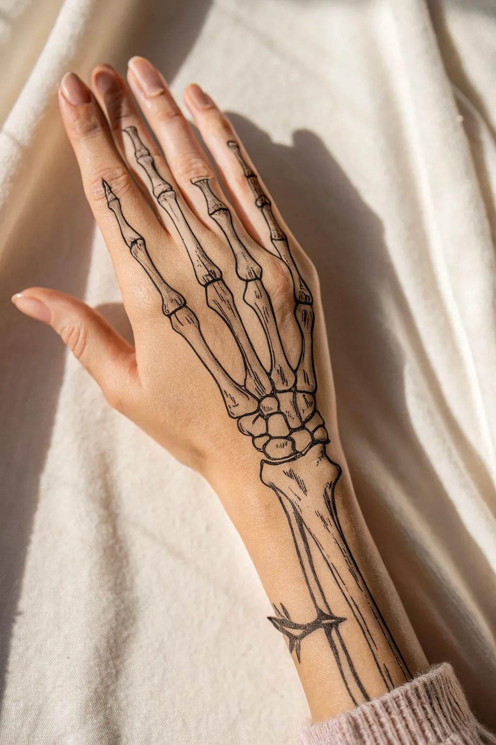 Discover the beauty beneath with this artistic hand sketch—it’s like a chic X-ray for your skin!