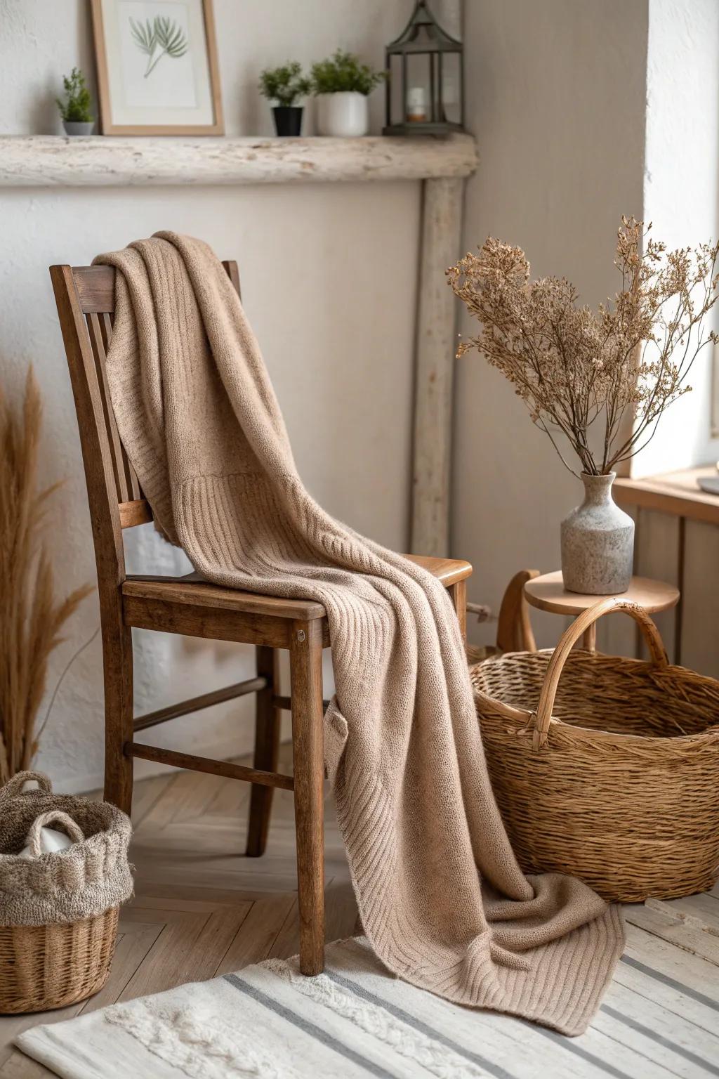 Embrace warmth and simplicity with a thrifted cashmere treasure. Perfect for cozy winter days.