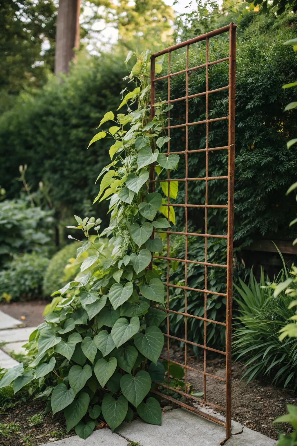 Elevate your garden with a rustic yet chic metal mesh panel trellis, where simplicity meets natural elegance.