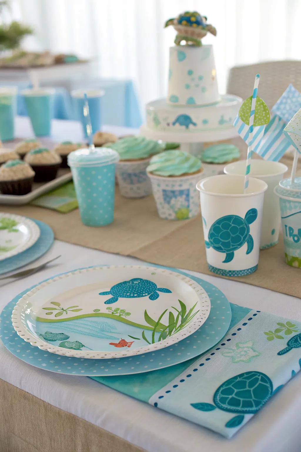 Dive into the theme with sea-inspired table settings.
