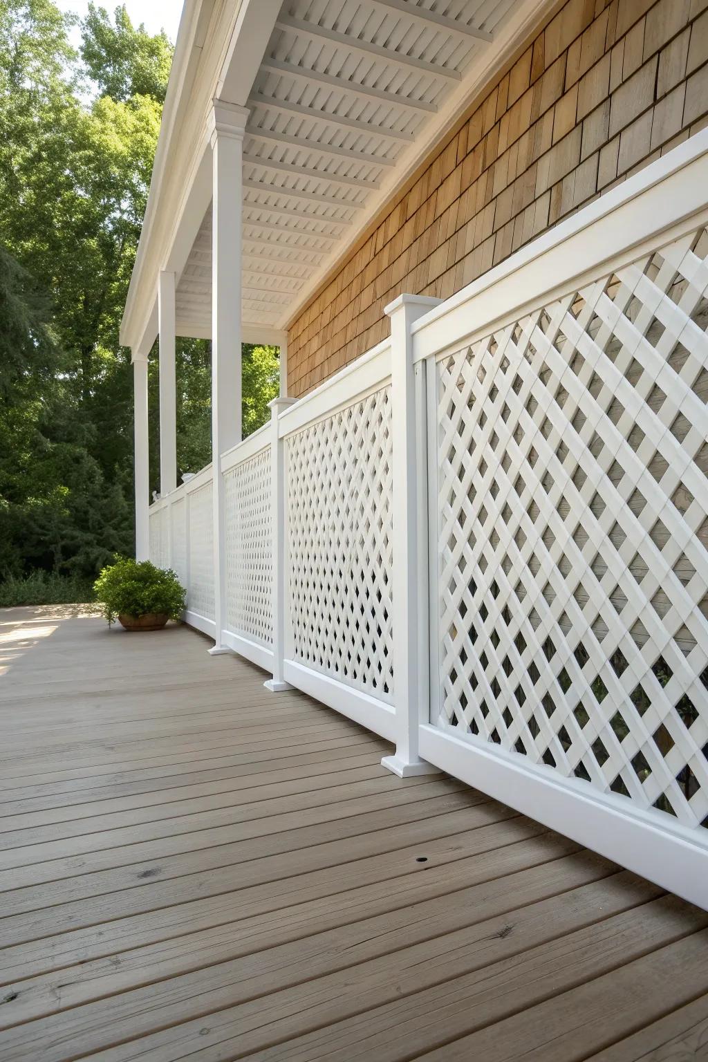 Elevate your outdoor space with stylish and hassle-free vinyl lattice.