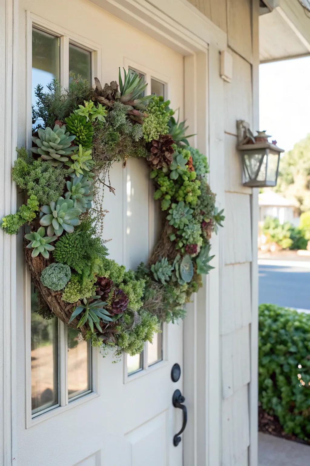 Succulent serenity adds a green touch to your entryway.