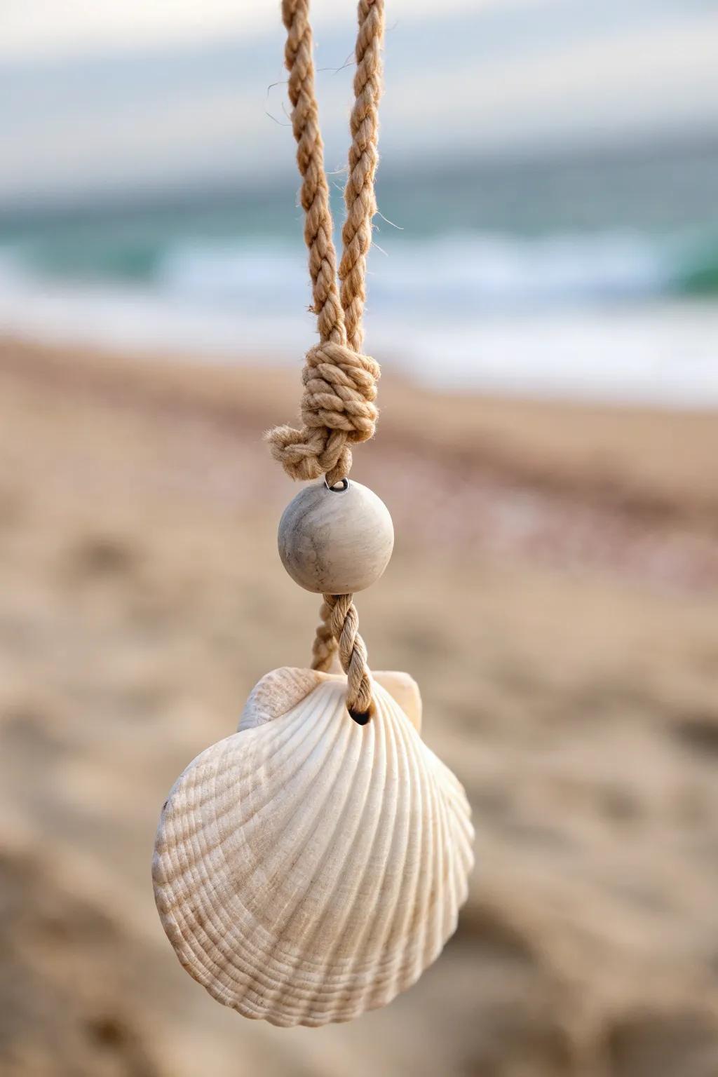 Capture the essence of the sea with this elegant shell and stone pendant, a perfect blend of nature and minimalist charm.