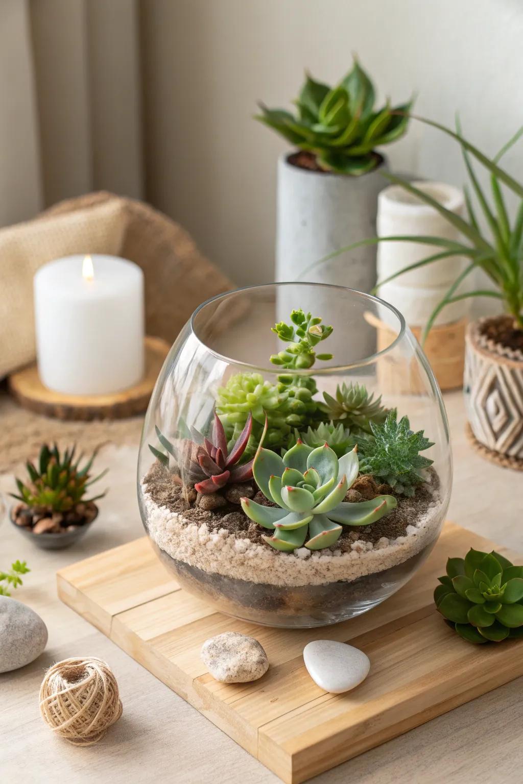 Bring a breath of fresh air and a touch of the outdoors into his space with a sustainable plant terrarium.