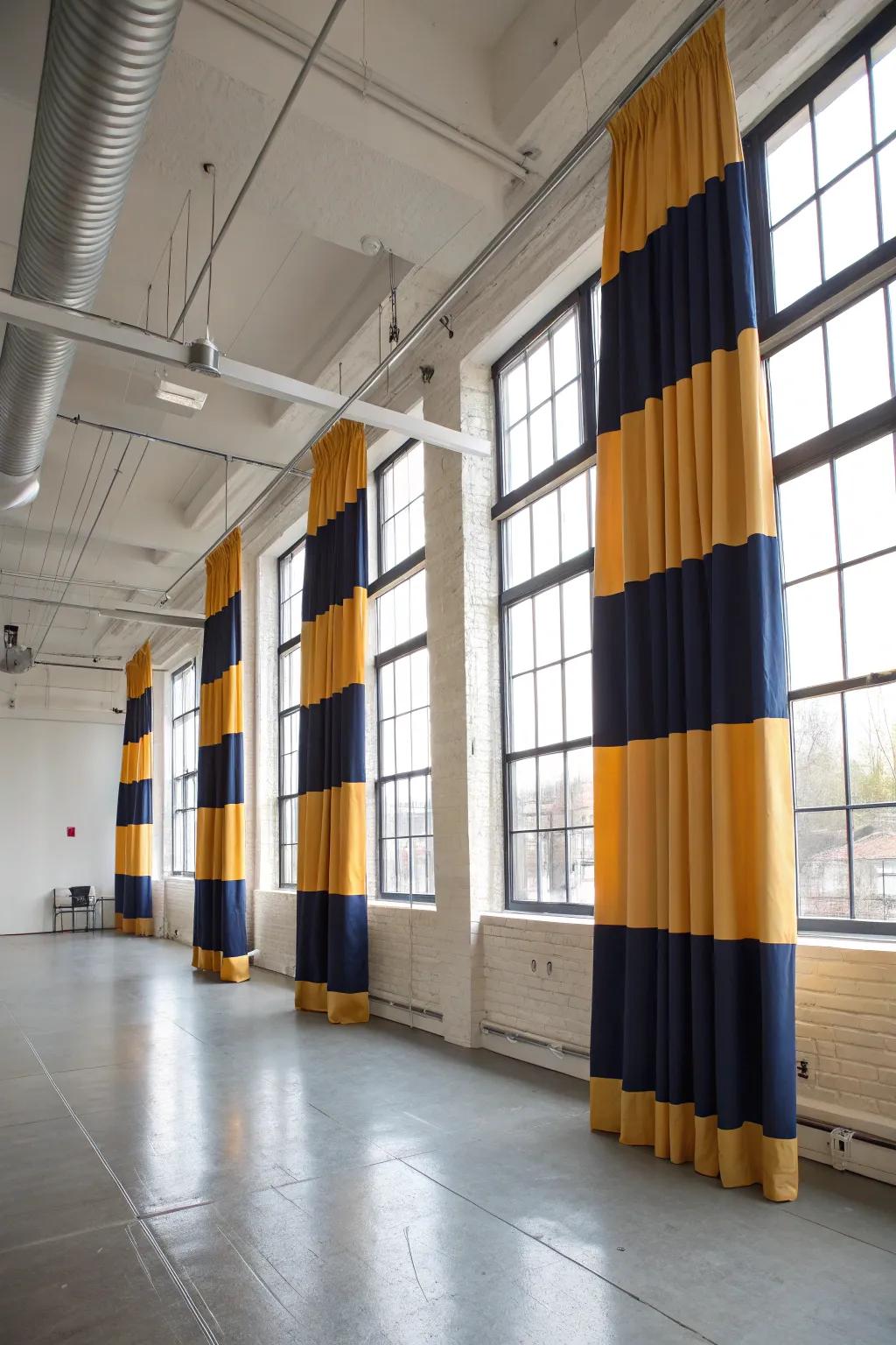 Color blocking creates a striking visual impact.