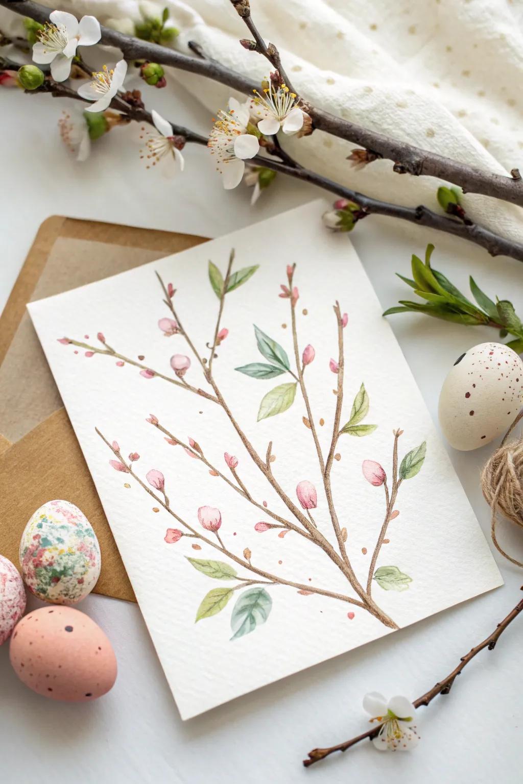 Elevate your Easter greetings with minimalist watercolor charm.