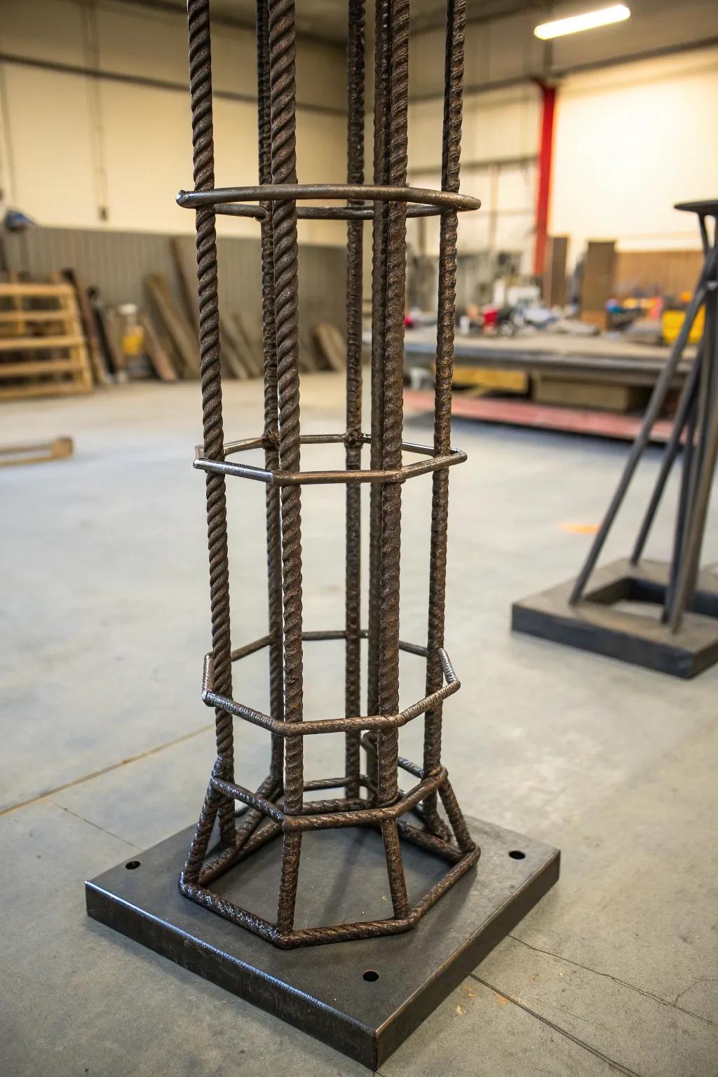 Transform your workspace with the rugged charm of a rebar stand.