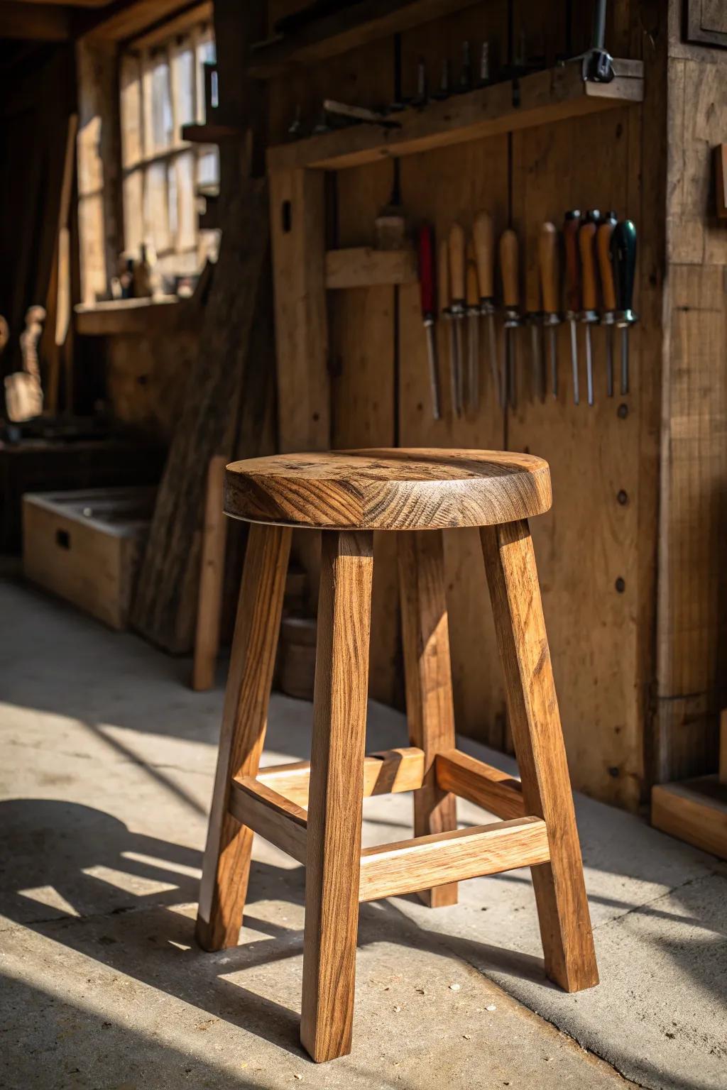 Craft your first masterpiece: Dive into woodworking with a simple yet elegant wooden stool.