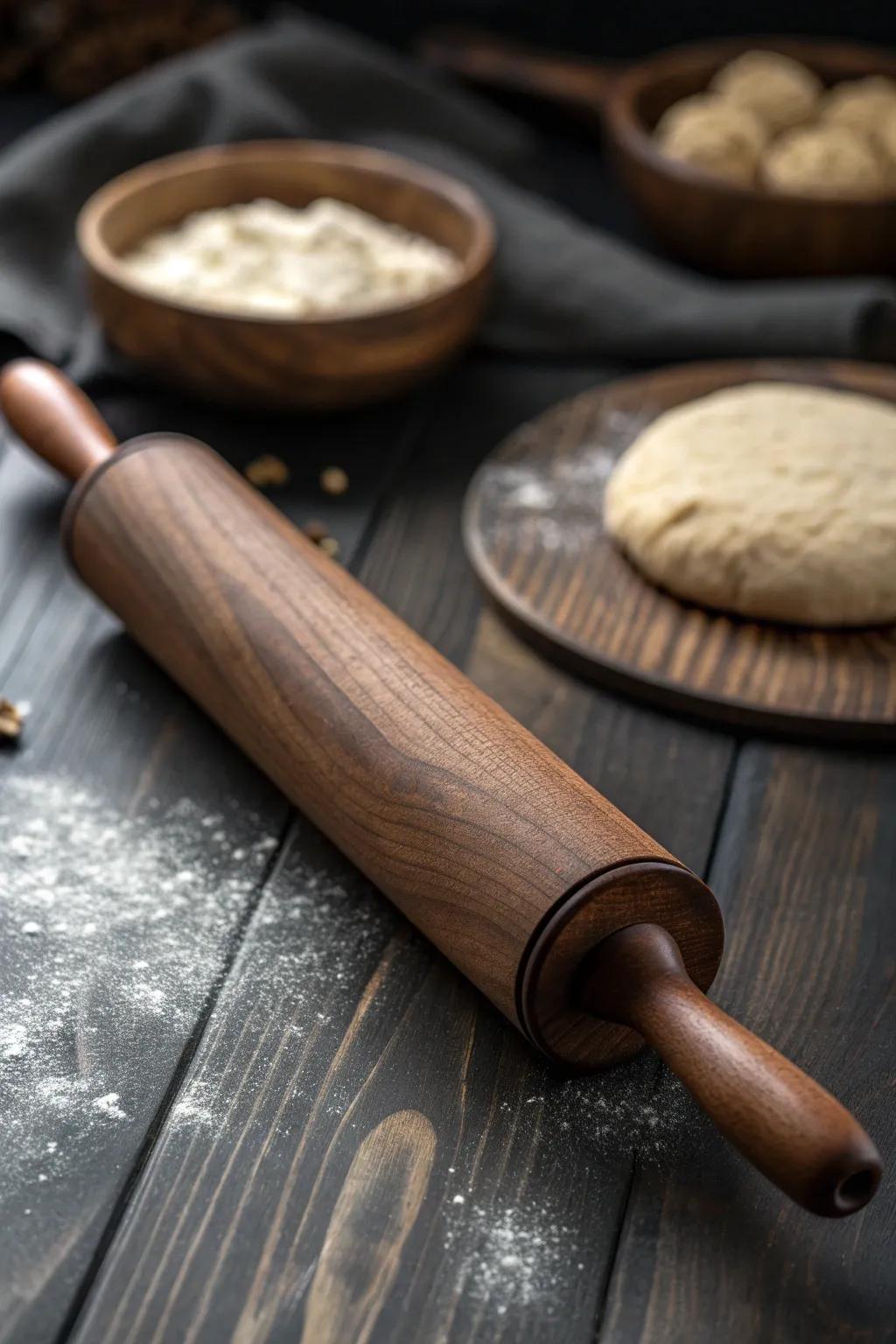 Crafted Perfection: Elevate your kitchen with this stunning wooden rolling pin.