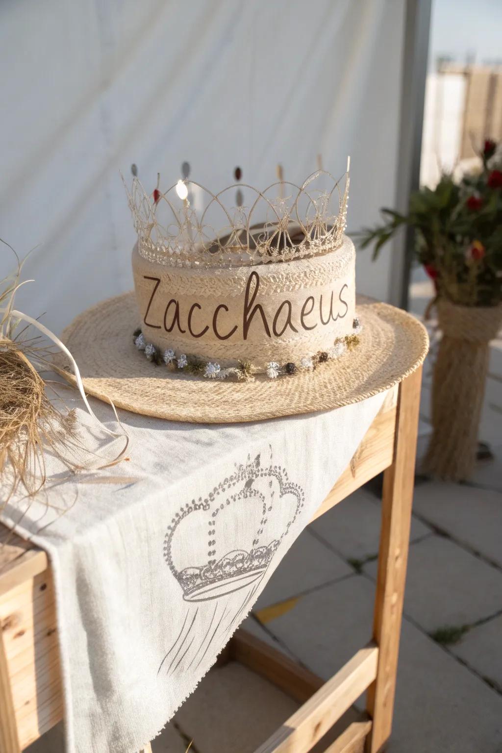 A crown of tales: Embrace the story of Zacchaeus with this handcrafted headpiece, perfect for little storytellers.