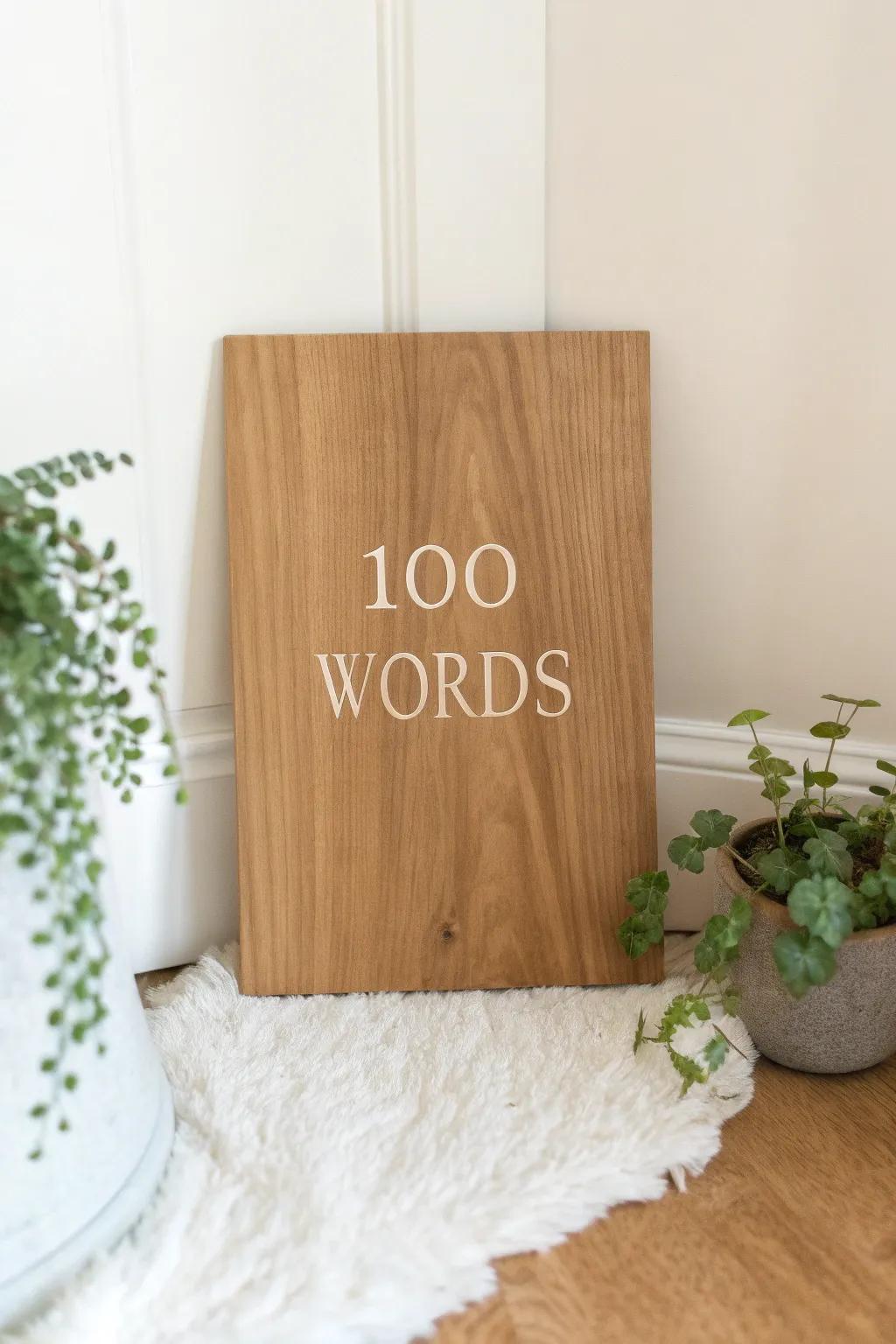 Celebrate 100 days of growth with a beautifully crafted word wall that blends simplicity and natural elegance.