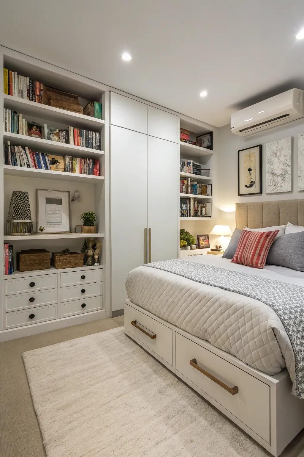 Smart storage options keep living spaces organized and efficient.