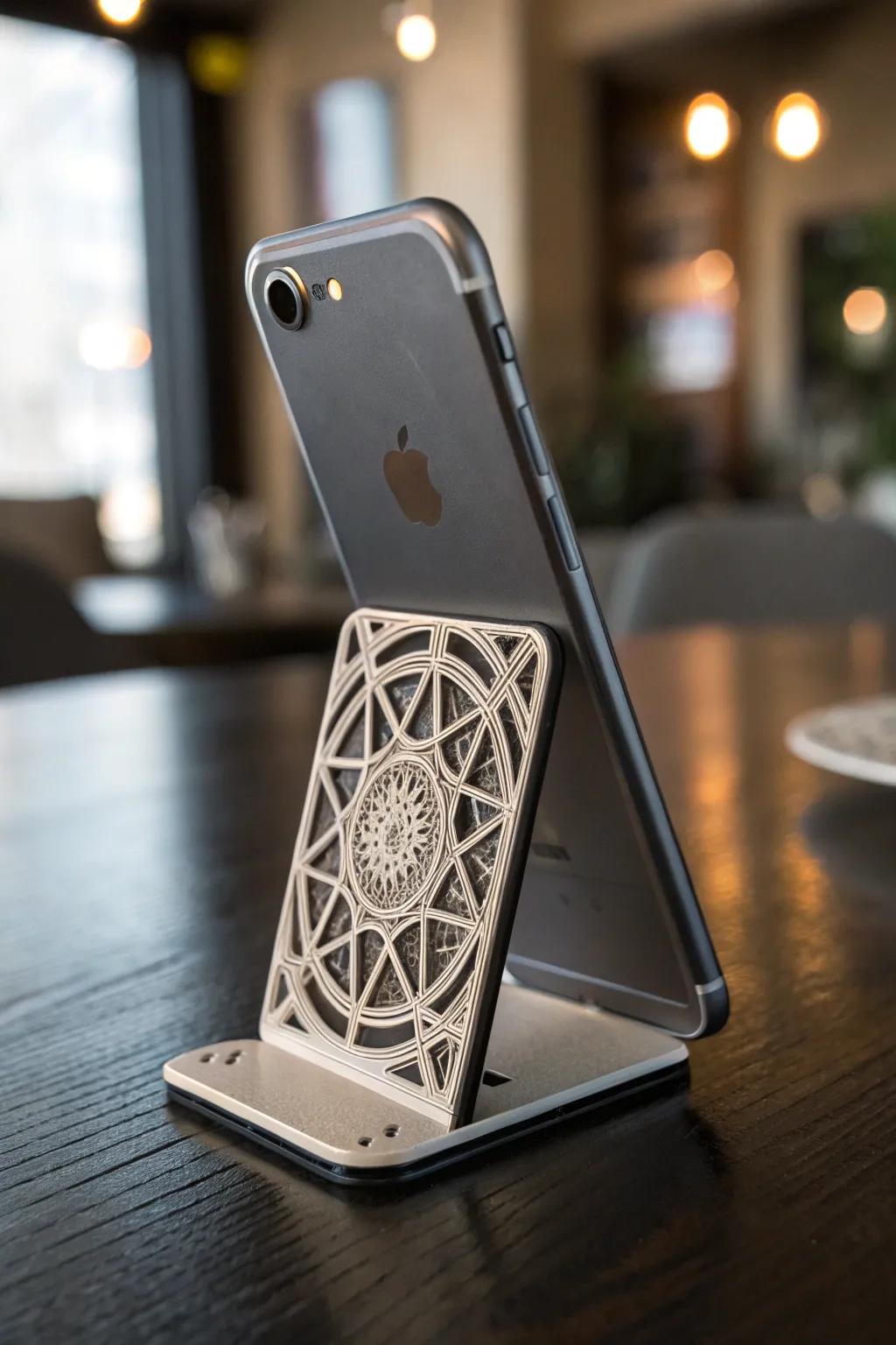 Elevate your phone with a bespoke 3D-printed stand that combines functionality and style.