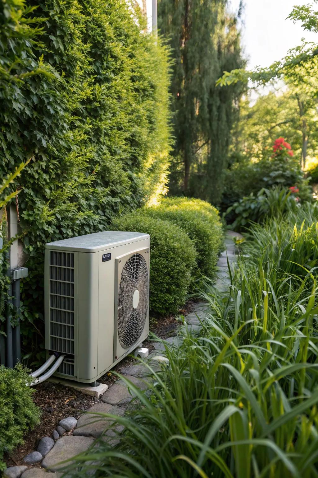 Transform your AC unit into a garden oasis with lush greenery.