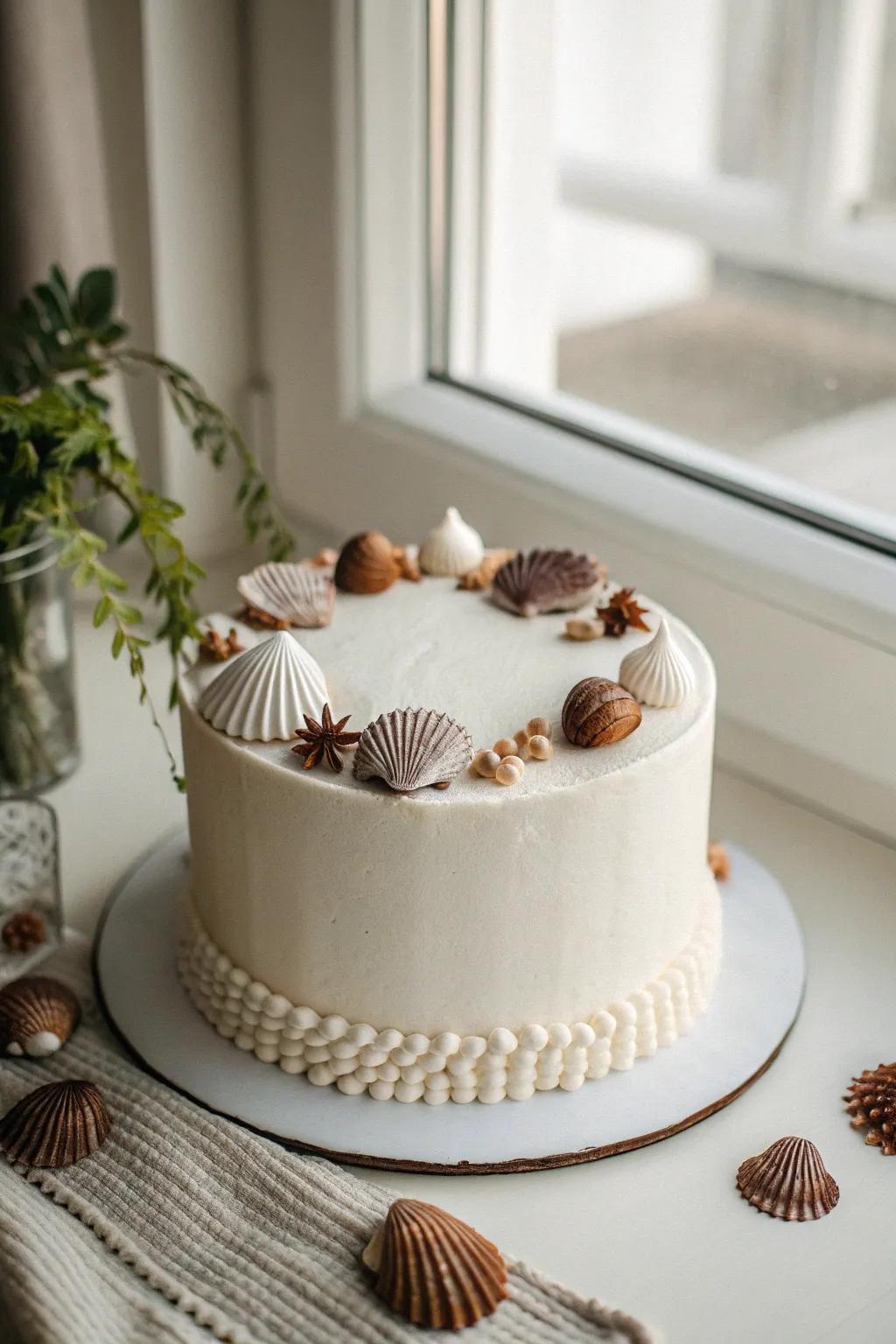 Celebrate with elegance and whimsy: Aloha vibes with seashell accents.