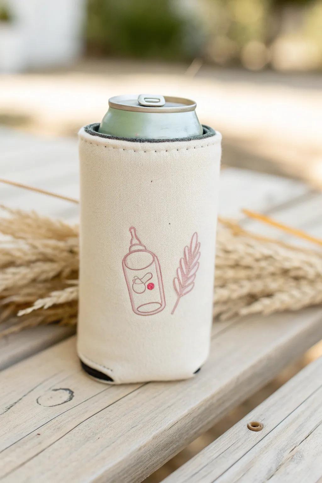 Add a charming touch to your baby shower with minimalist koozie designs!