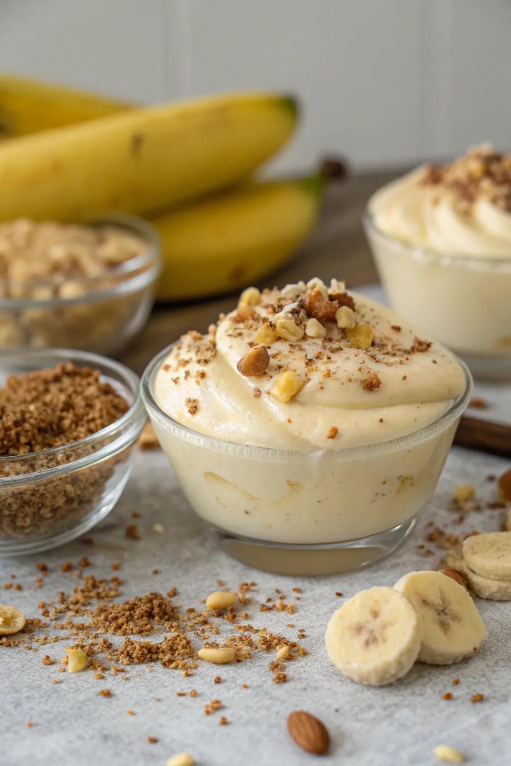 Crushed nuts and cookie crumbs provide a delightful textural contrast.