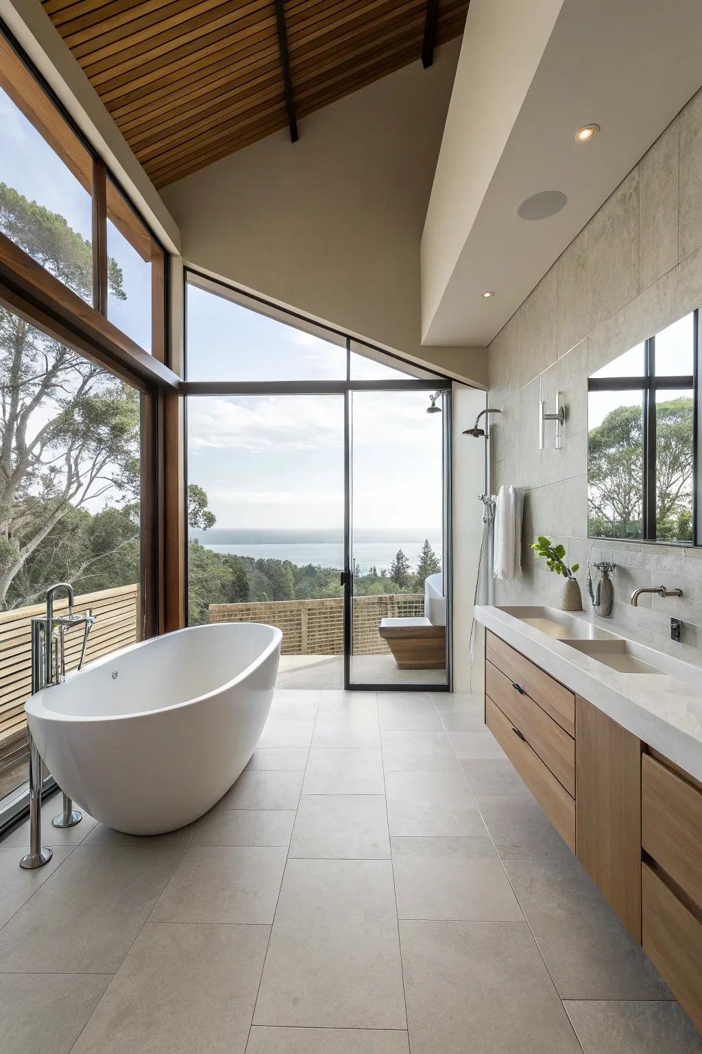 Open layouts provide a spacious and welcoming bathroom environment.