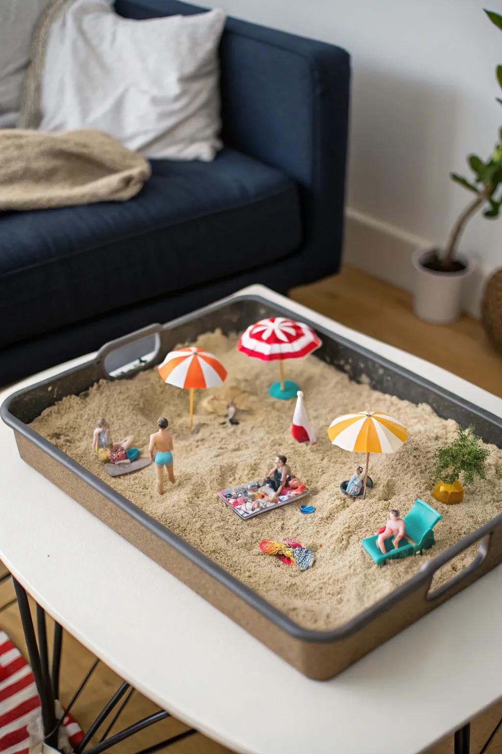 Bring playful beach vibes to your coffee table with a mini scene.