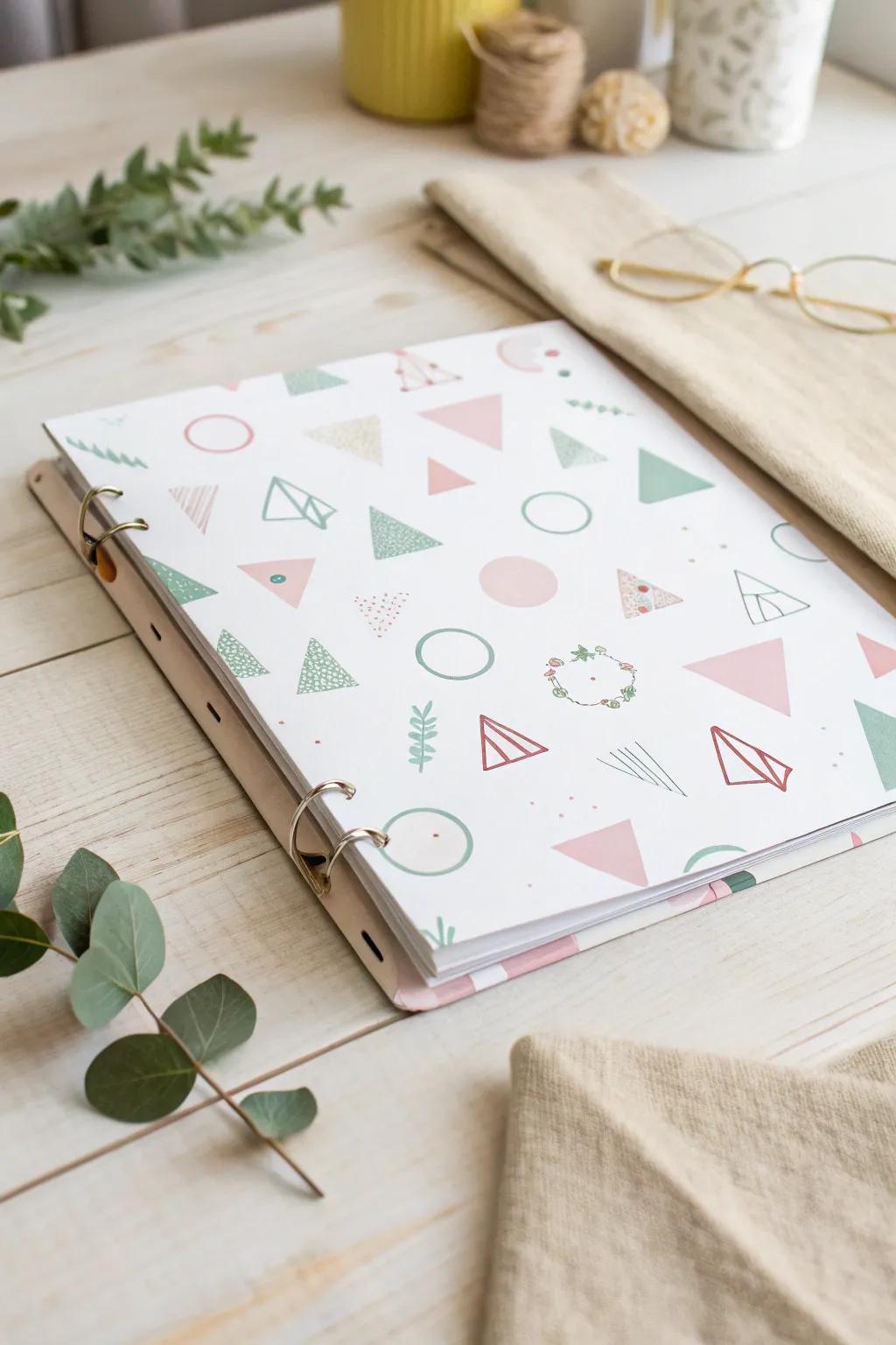 Add a splash of playful elegance to your binders with geometric designs that bring joy to organization.