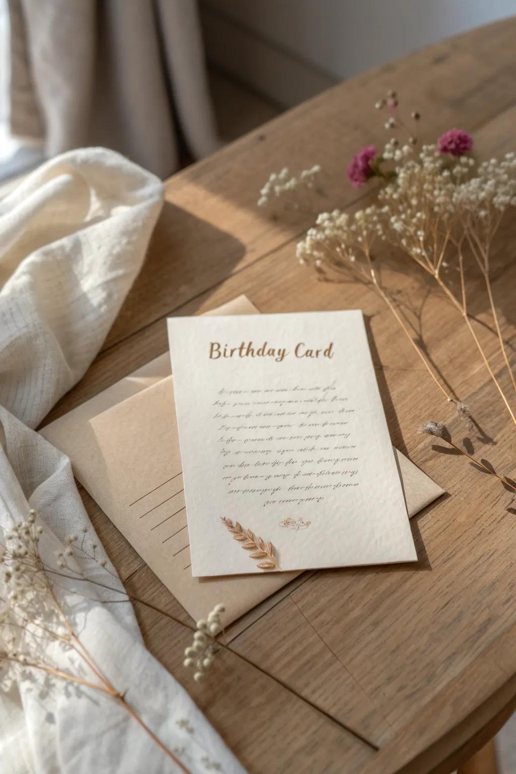 A heartfelt message crafted with love - the perfect birthday card for a cherished friend.