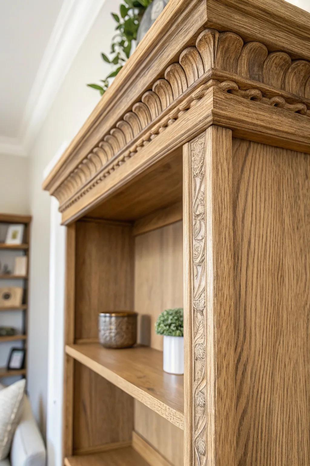 Embrace the cozy charm of rustic wood accents in your bookcase for a touch of natural elegance.