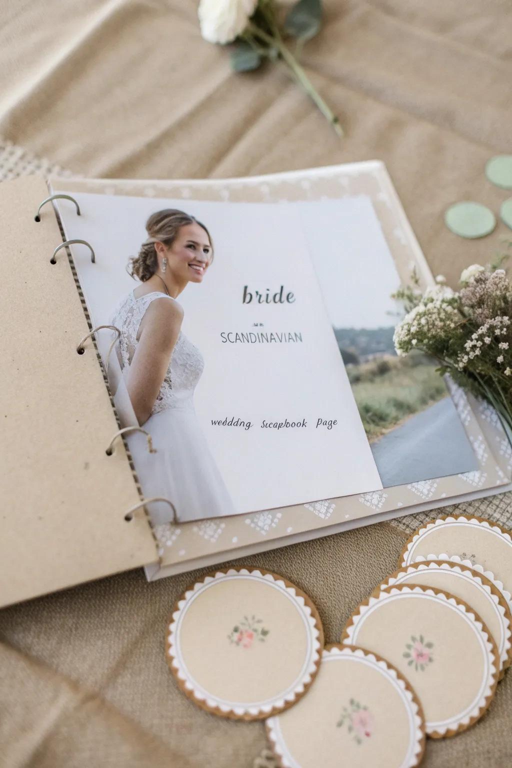 Embrace creativity with stunning scrapbook layouts that tell your unique wedding story.